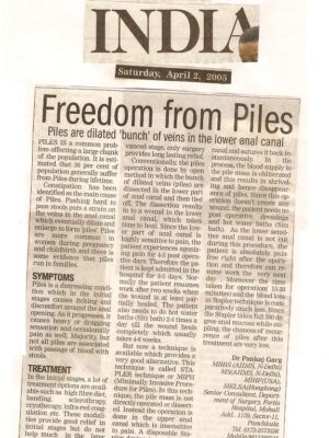 The Times of India-Apr 2,2005- Freedom from Piles