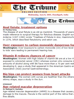 The Tribune (National Edition)- June 8,2005- Anal Fistula: treatment options