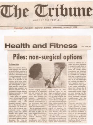 The Tribune (National Edition)- Jan 21, 2009- Piles: Non-surgical options